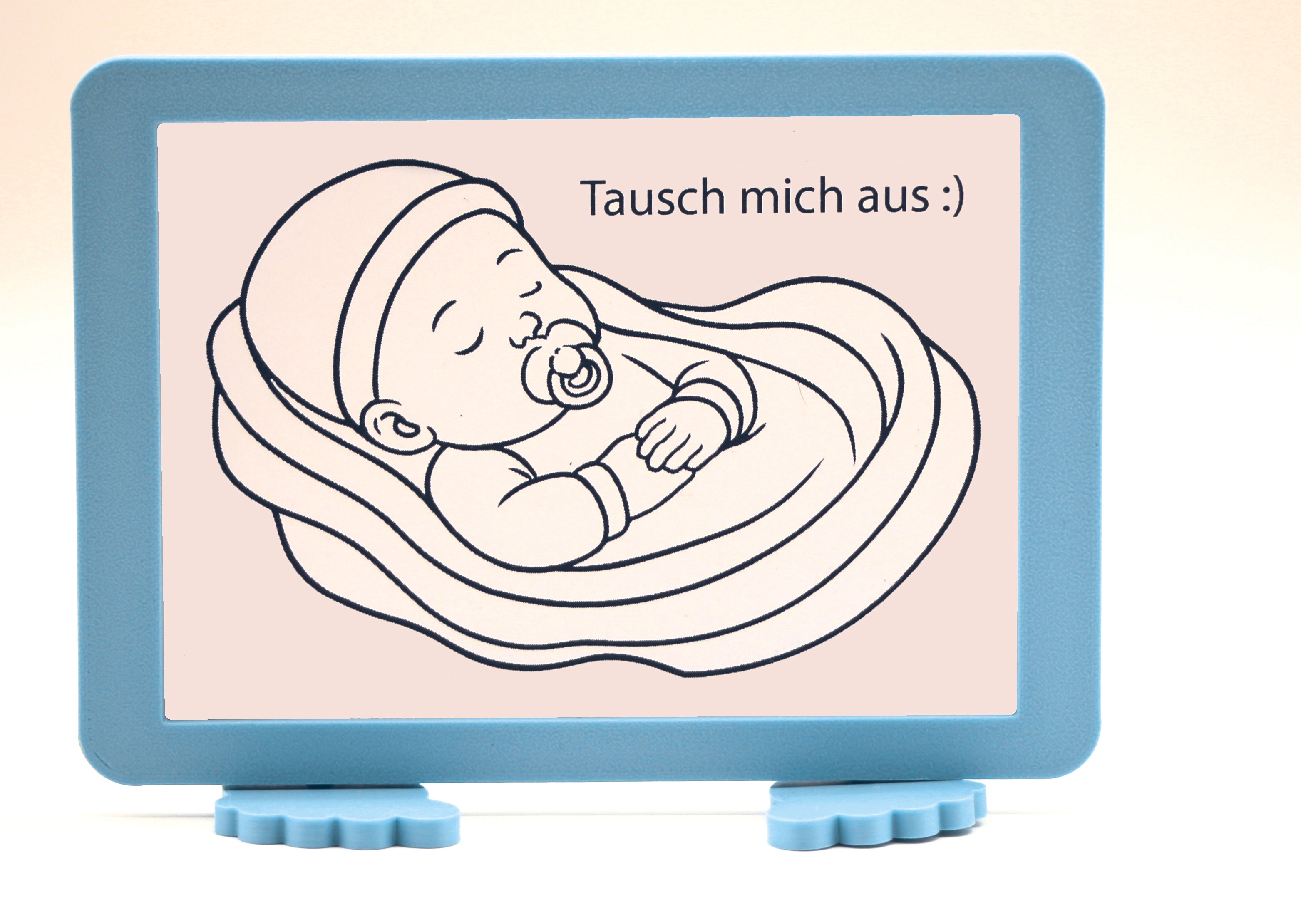 Einladung "Hier bin ich" mit Geburtsdaten und Foto in 2 Varianten