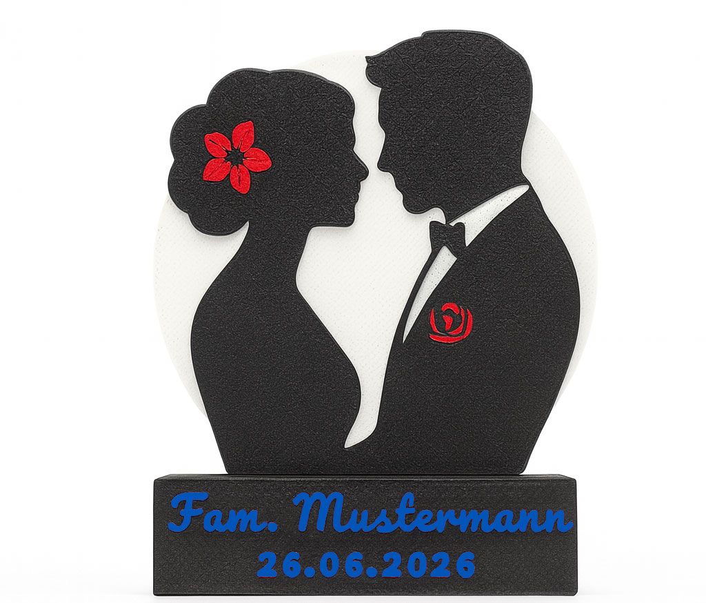 Als Brautpaar für immer verbunden, Eure Geschichte auf dem Tisch. Dank NFC-Chip für alle ein gemeinsames bleibendes Erlebnis.