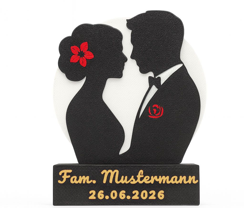 Als Brautpaar für immer verbunden, Eure Geschichte auf dem Tisch. Dank NFC-Chip für alle ein gemeinsames bleibendes Erlebnis.