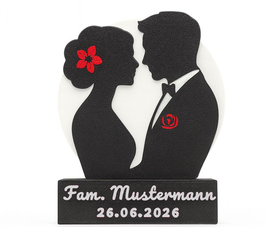 Als Brautpaar für immer verbunden, Eure Geschichte auf dem Tisch. Dank NFC-Chip für alle ein gemeinsames bleibendes Erlebnis.