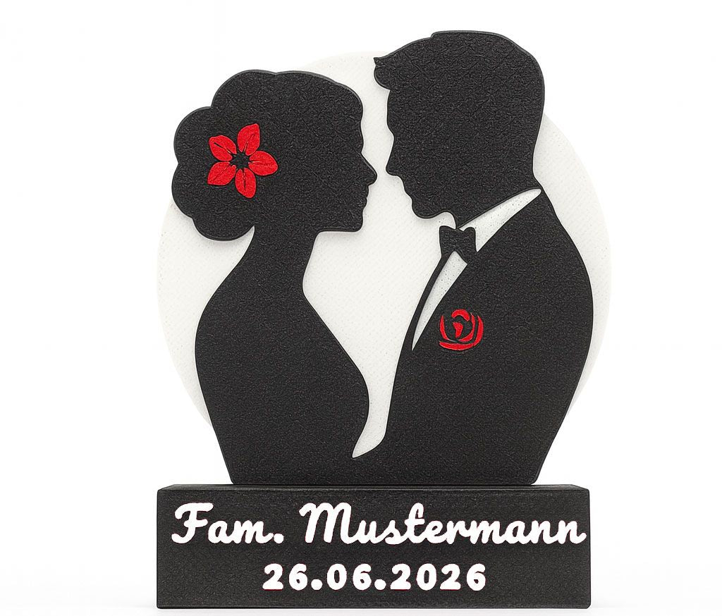 Als Brautpaar für immer verbunden, Eure Geschichte auf dem Tisch. Dank NFC-Chip für alle ein gemeinsames bleibendes Erlebnis.